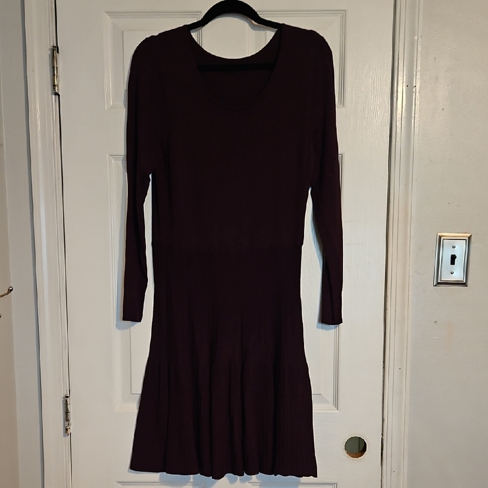 Apt. 9 Purple Fit and Flare Long Sleeve Sweqter Dress